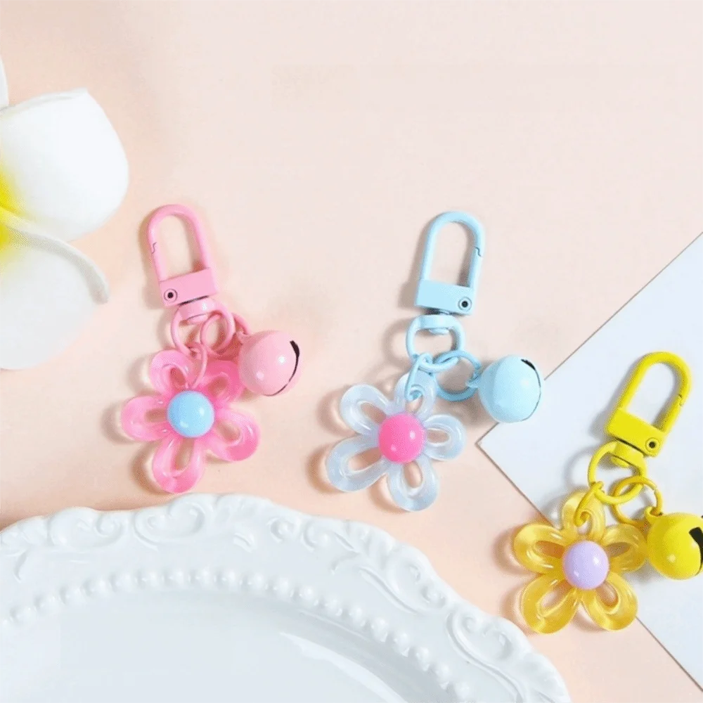 Cute Resin Flower Keychains Multi-Purpose Jelly Flower Earphone Case Pendant Key Ring Pendant Kid Gift