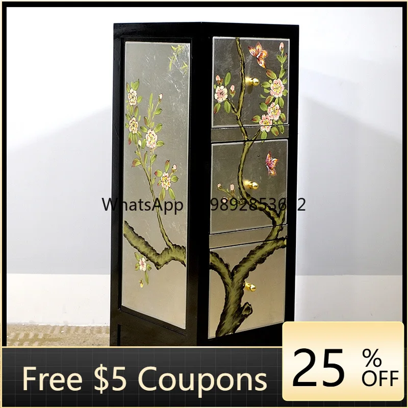 1YFY New Chinese Style Gold Foil Multi-Drawer  Decorative  Painted Drawer Side Cabinet Storage