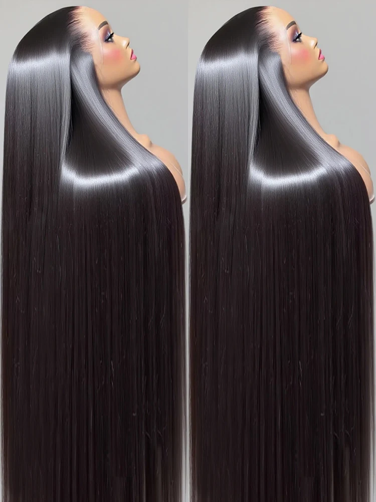 40 46 Zoll 13x6 HD Transparent Knochen Gerade Spitze Frontal Perücken 300 % Dichte 13x4 360 Volle Spitze Front Echthaar Perücken Für Frauen