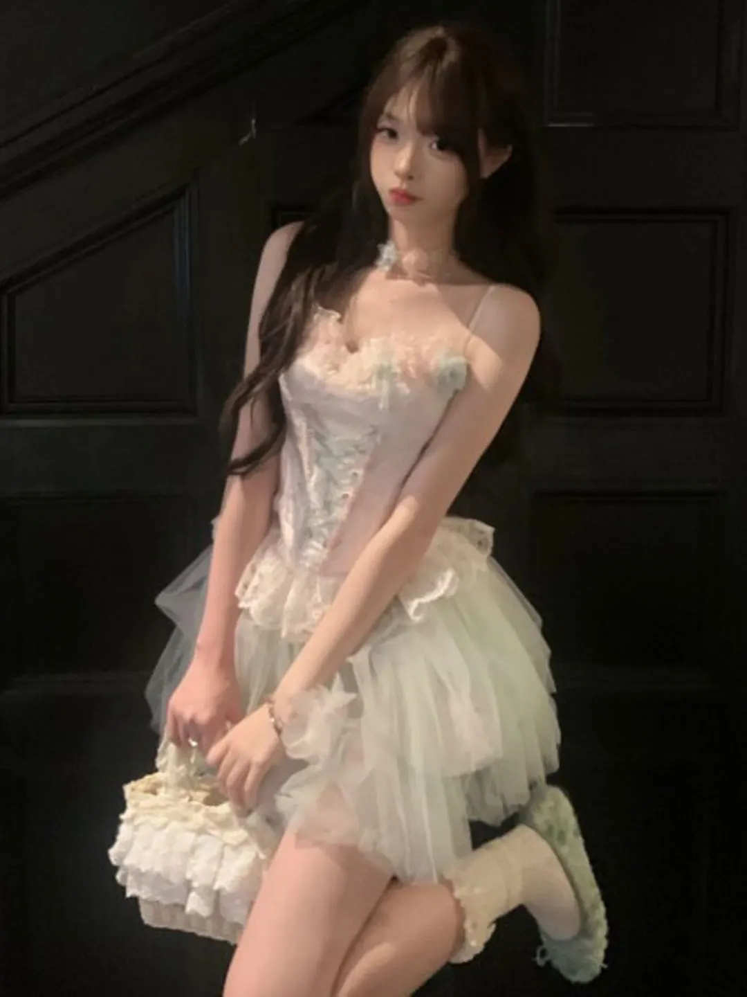 

Gentle Wind Beautiful Mesh Short Skirt Top Set French Style Comfortable Breathable Casual Outfit Summer Collection 2026