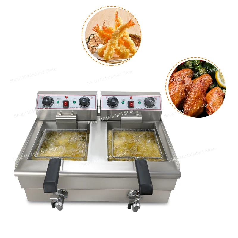 10L Electric Deep Fryer with 2 Stainless Steel Tanks, 220V for Home and Restaurant Kitchen Use