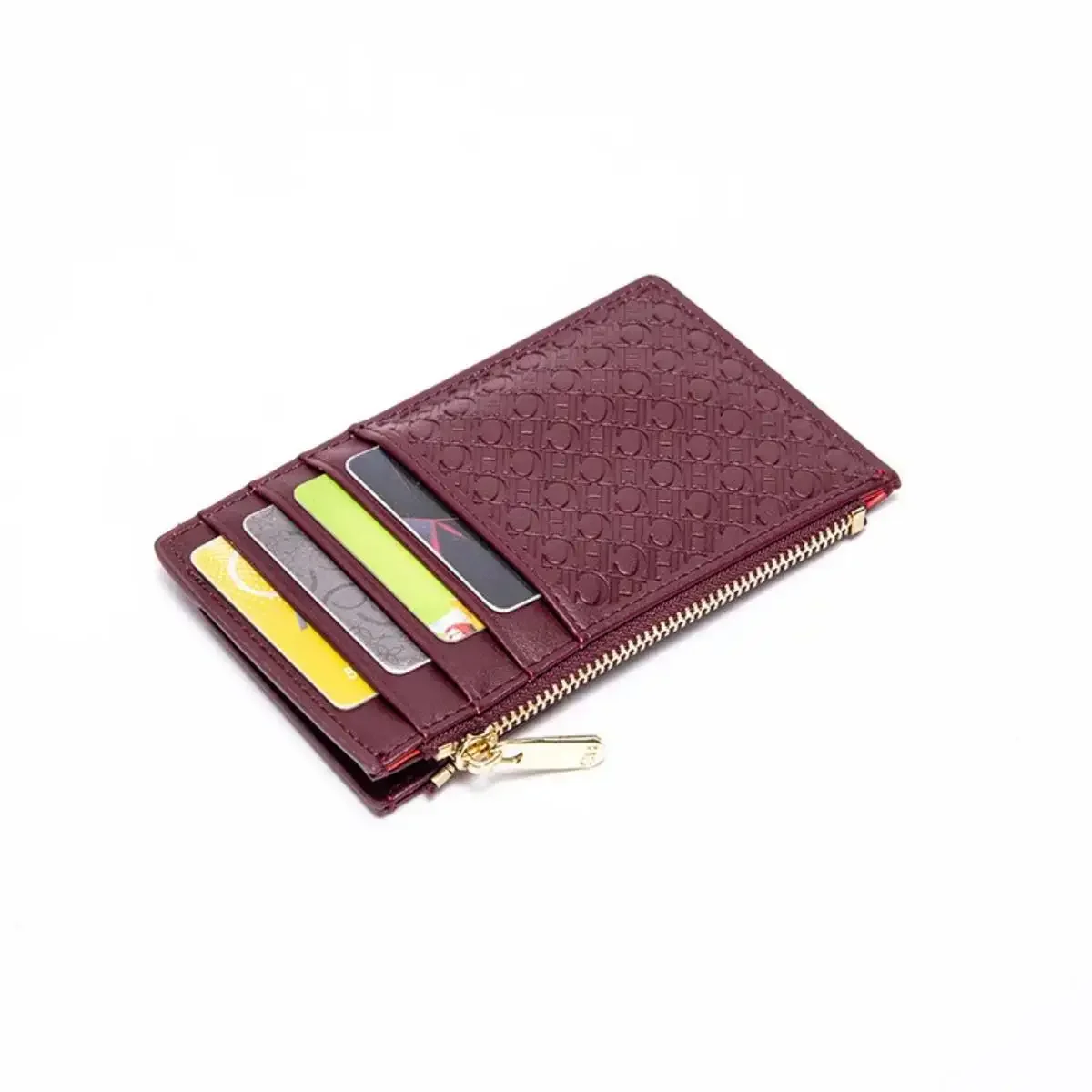 CH women's wallet button folding letter printing metal zipper leather bag card women's fashionable retro temperament women's bag