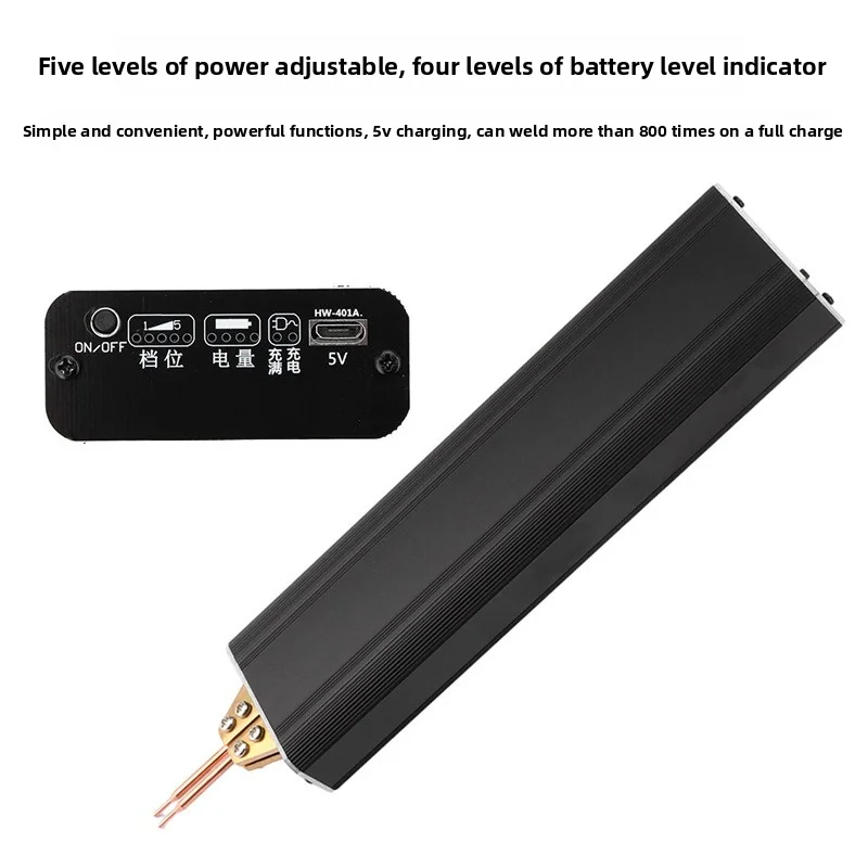 Portable 5-Gear Power Spot Welder, DC3.7V Handheld Welding Tool, One-Hand Grip Mini Welder for Light Welding Work