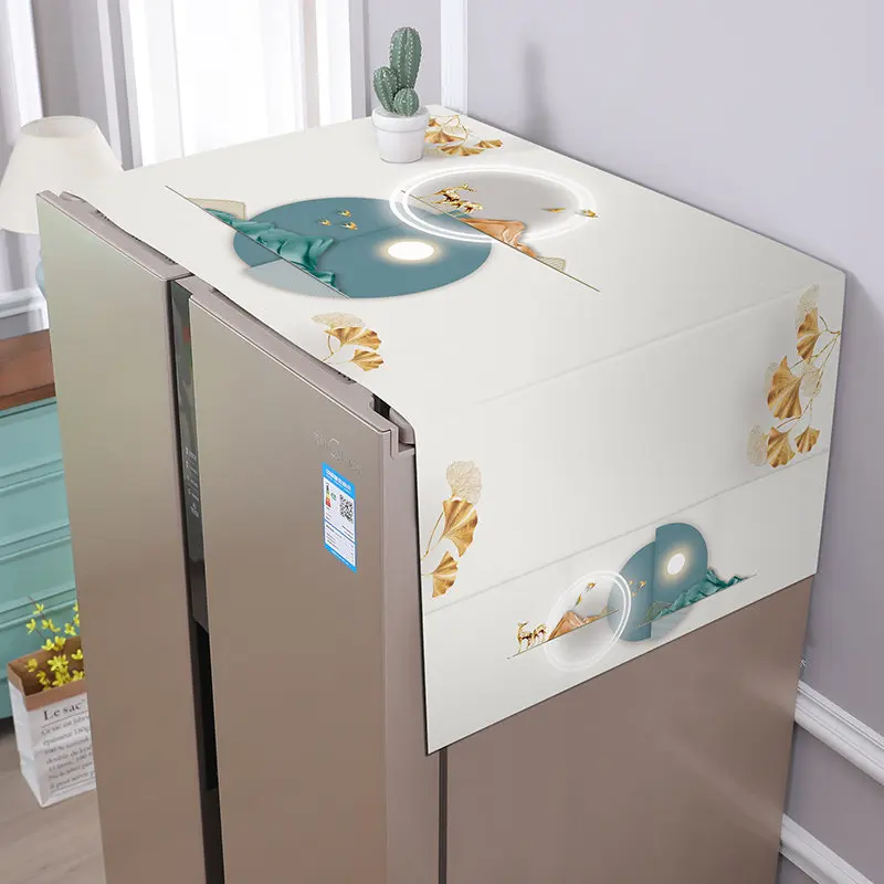 VIKAMA Universal Refrigerator Dust Cover Non-Slip Fabric Top for Single Double Door