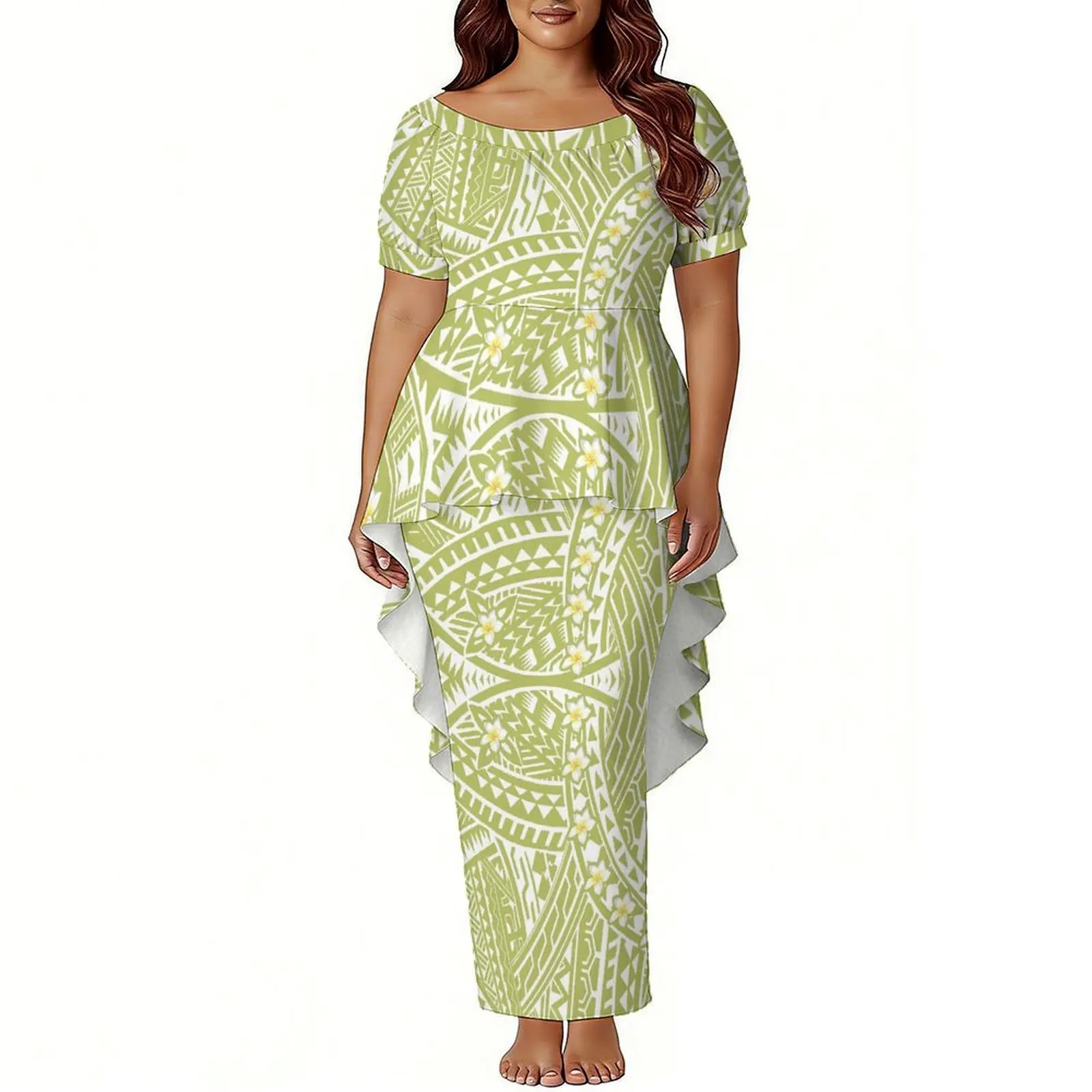 ชุดเดรสปูเลตาซีสไตล์โพลินีเซียนคุณภาพสูงสำหรับผู้หญิง - ชุดเดรสยาวสำหรับงานเลี้ยงอย่างเป็นทางการ ดีไซน์ทันสมัย ทรงสวยเข้ารูป