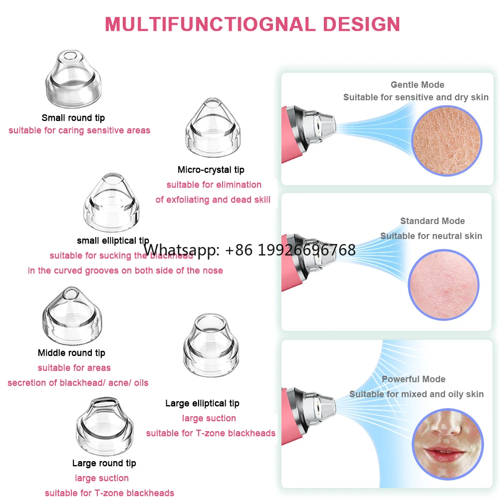 

USB Rechargeable Vacuum Pimple Extractor Machine Blackhead Remover Tool with factory