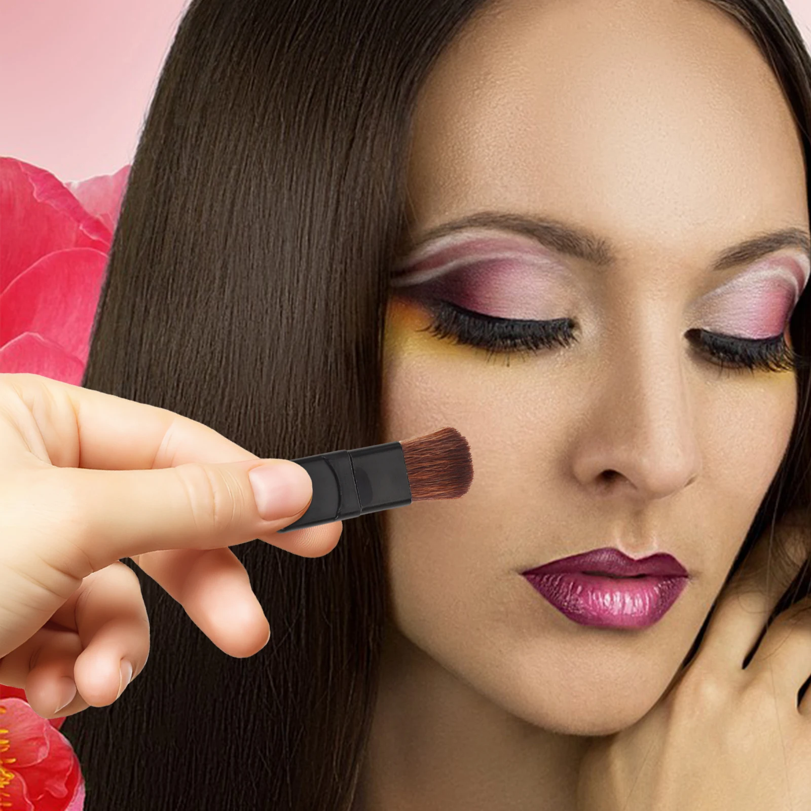 Juego de brochas de maquillaje portátiles, Mini base de fibra suave, brochas planas pequeñas para colorete, aplicadores de Maquillaje facial compactos para viaje, 5 uds.