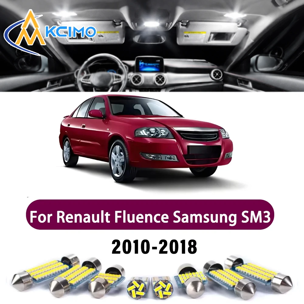 KCIMO LED para Renault Fluence Samsung SM3 ZE Z.E. Kit de Luces LED Brillantes para el Interior del Automóvil, Luces de Techo, Mapa y Maletero, Lámparas LED para Automóvil Canbus, 2010-2018