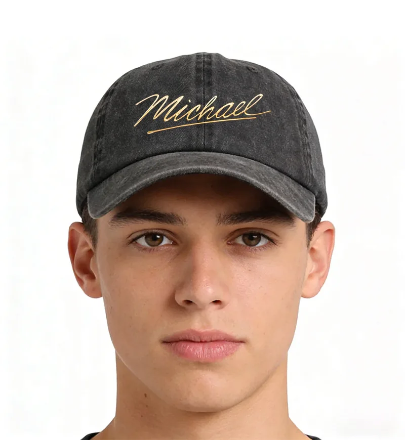 Pop Legend Sun Visor Baseball Cap, Retro Washed Fabric with MJ Signature Print, Stylish Related Accessory for Music Lovers
