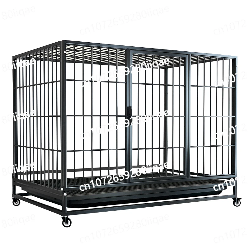 Heavy Duty Foldable Metal Kennel Large dog cage with tray and mobile casters