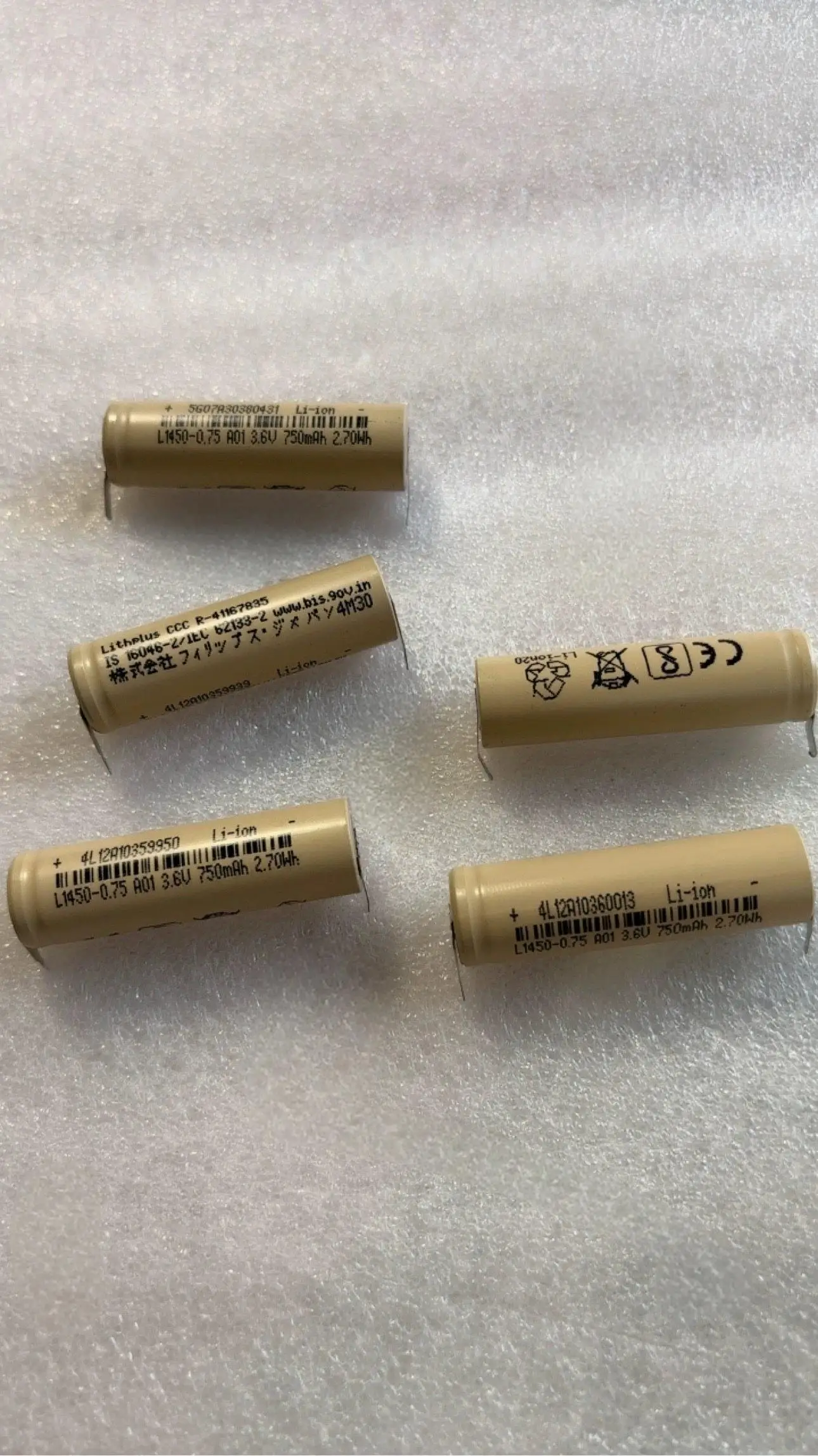 2-6pcs New L1450-0.75 1450 3.6V 750mAh Lithium Ion Battery with Nickel Sheet