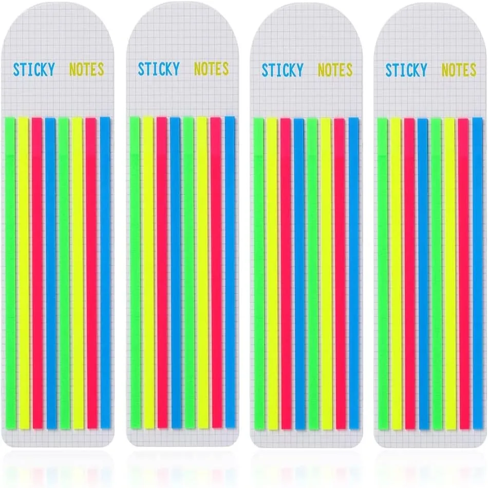 640PCS Highlighter Tape Set,4 Packs Transparent Sticky Notes,Writable Long Page Markers Tabs for Notebooks,