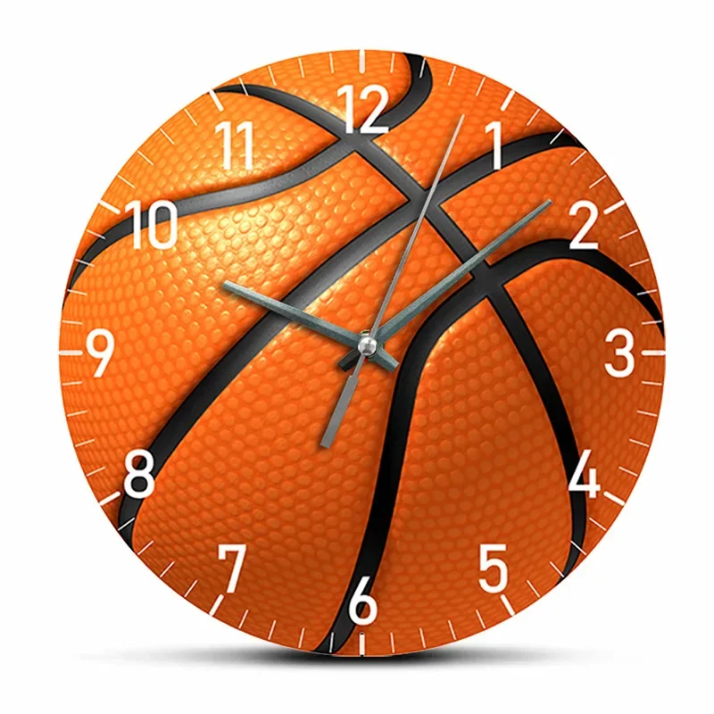 10/12inch Sport Basketball Texture Pattern Wall Clock Living Room Bedroom Kitchen Home Decor Wall Clock Silent Quartz Clock
