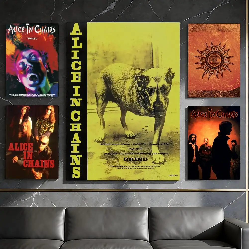 A-Alice In C-Chains Band Poster Waterproof Peel & Stick Wall Sticker Self Adhesive Art Decor For Living Room Bedroom