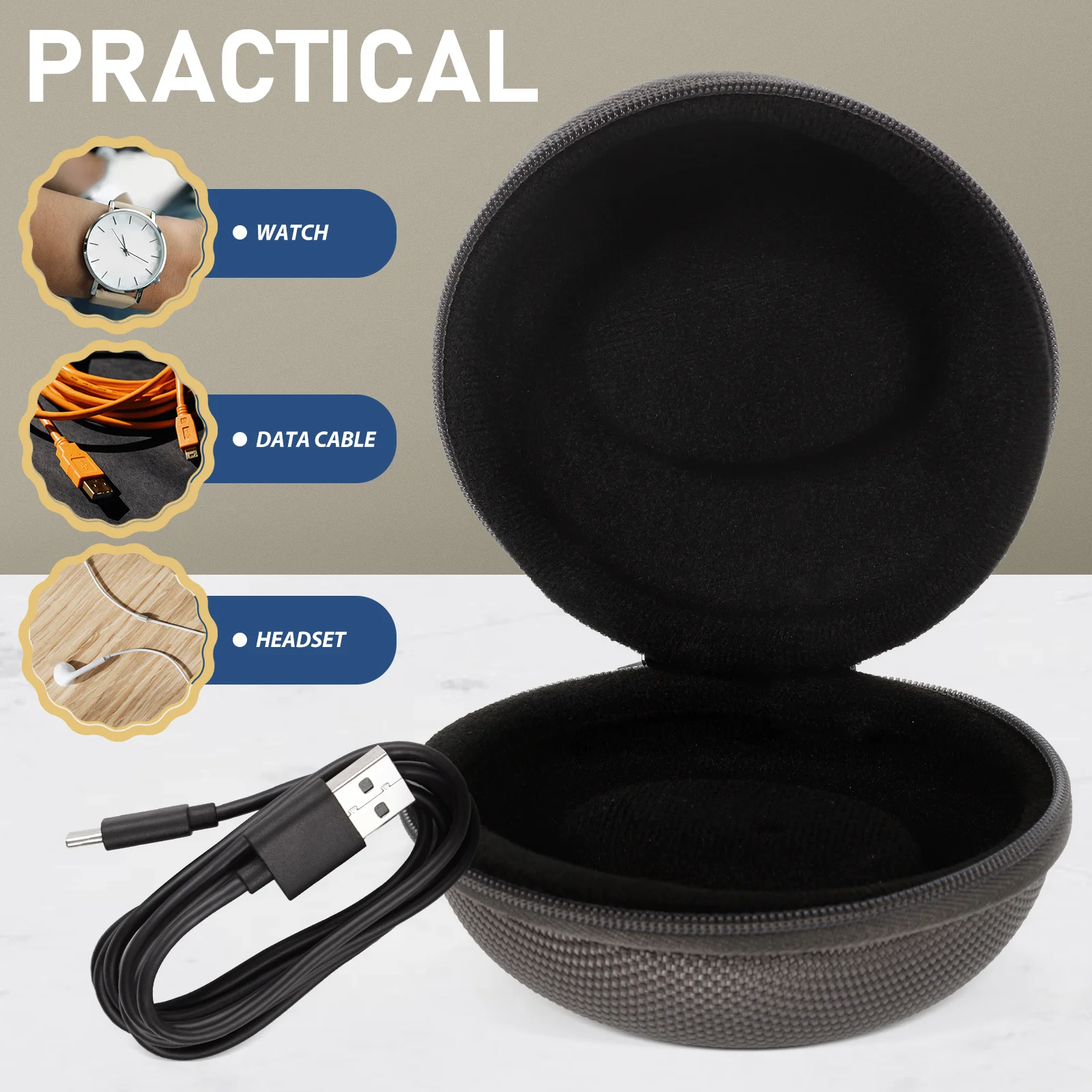 

4Pcs Watch Box Zipper Smartwatch Case Protective Portable Wristwatch Holder Travel Shockproof Watch Container Black Gray Blue