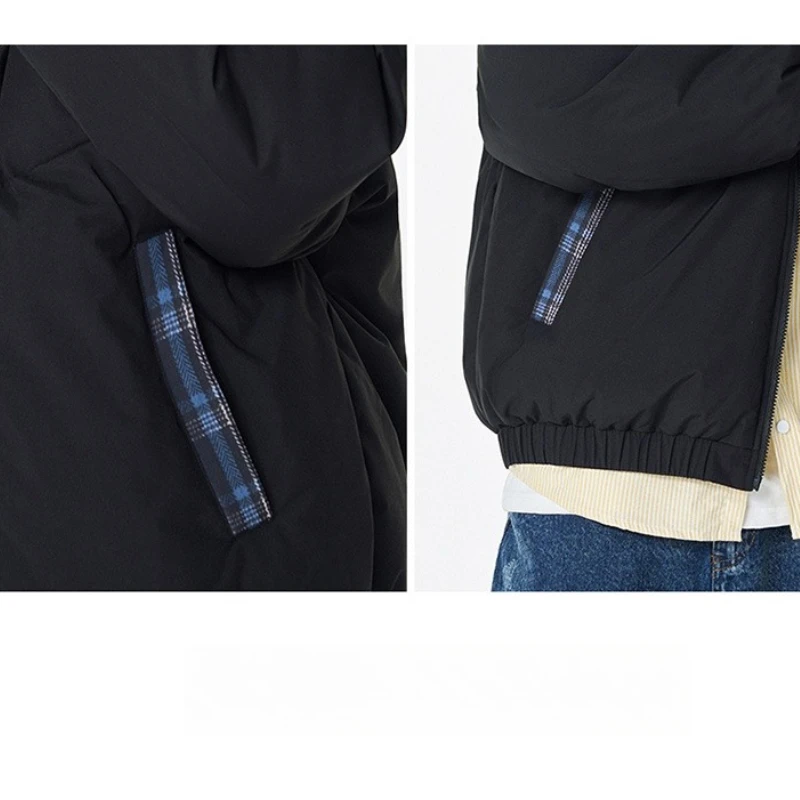 سترة مبطنة بالقطن بياقة واقفة على الطراز الكوري - أسود (أبيض/قهوة) S-3XL مجموعة خريف وشتاء جديدة خفيفة الوزن ودافئة