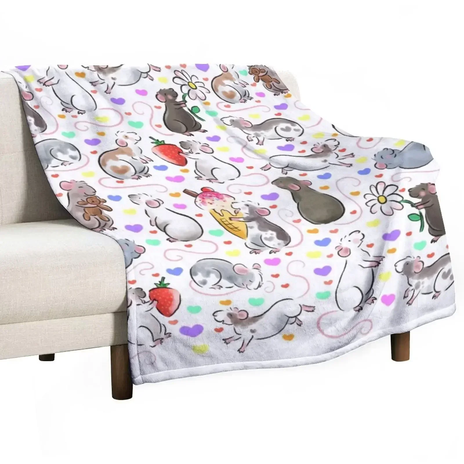 I love rats Throw Blanket Decorative Soft Throw Blanket for Couch Sofa