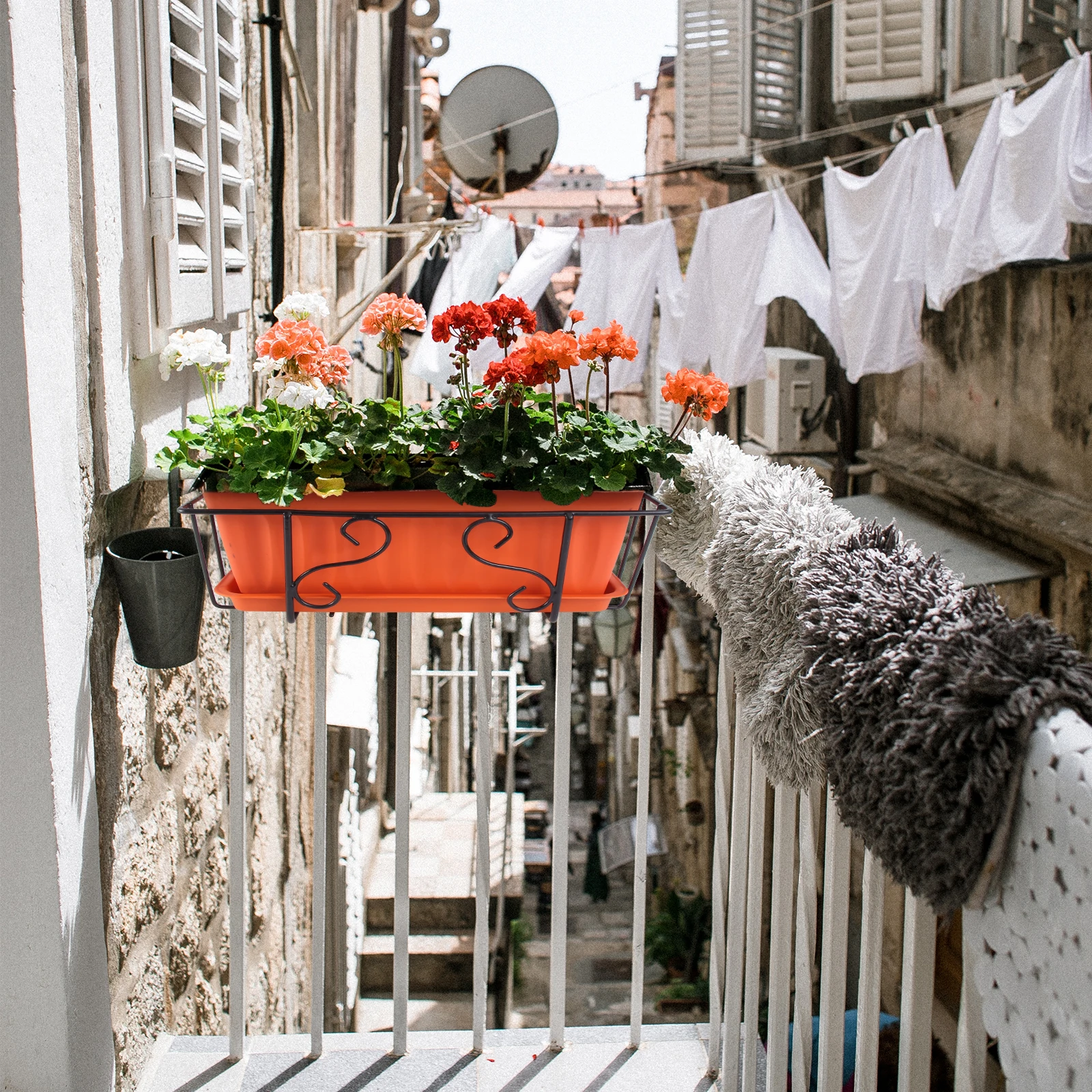 

Hanging Flowerpot Durable Balcony Planter Vertical Gardening Home Decoration Rectangular Trays Plants Container Flowerpot Stand