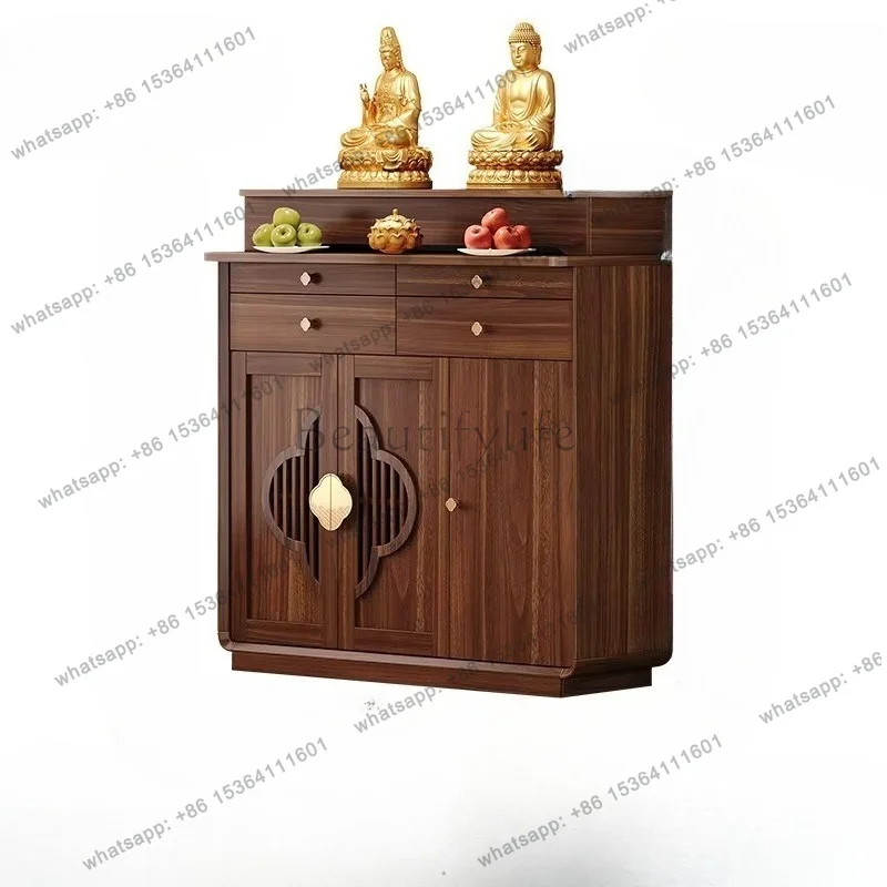 YJ Modern Small Buddha Shrine Cabinet with Incense Burner, Luxury Home Altar Table for Worship