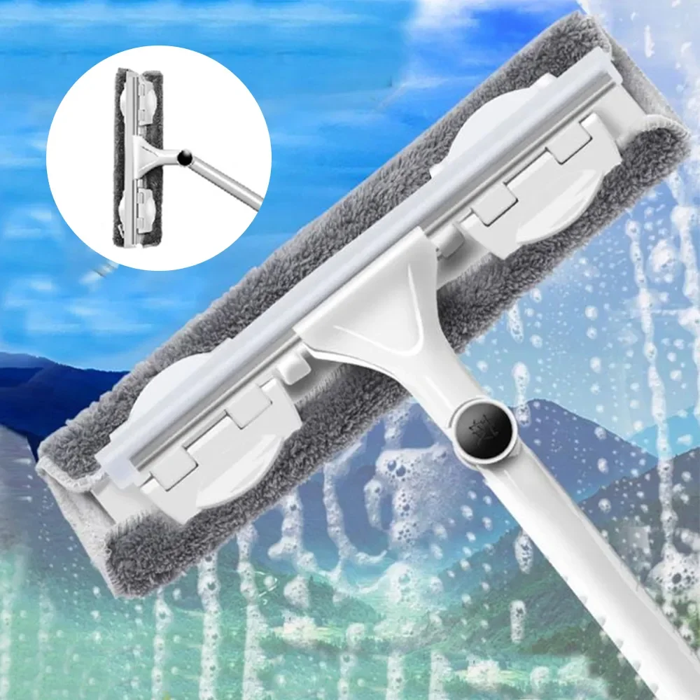 Telescopic Rod Glass Washing Cleaning Mop Windows Wiper Tool Washer Long Handle Brush Window Cleaner Product for Household