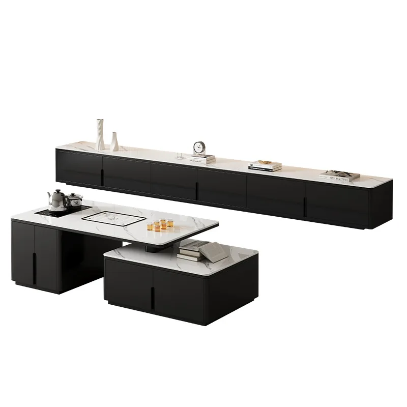 

Modern, minimalist, slate, coffee table, TV cabinet, premium, locker, retractable