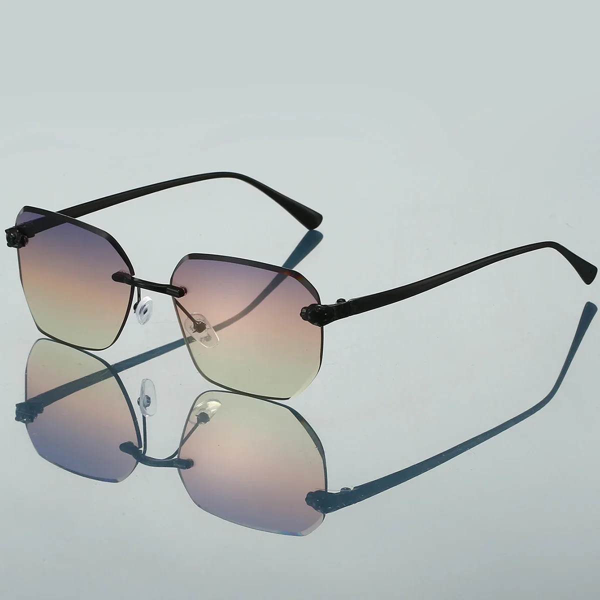 GM LUMIAS Vintage randlose Sonnenbrille 2025, neue quadratische Mode-Farbverlaufs-Mehrfarbtöne, trendige, stilvolle Markendesign-Sonnenbrille
