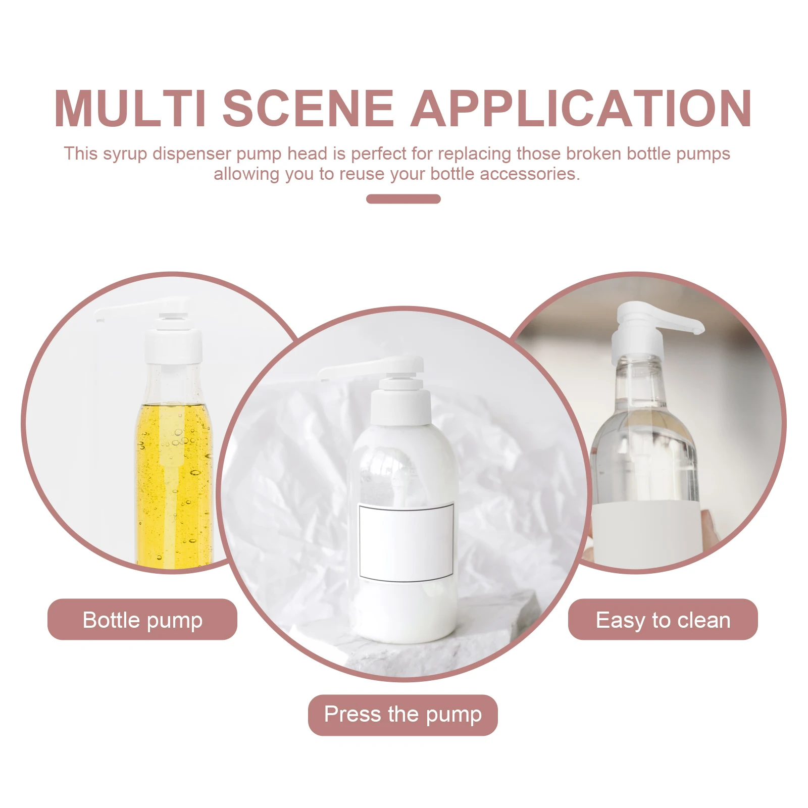 

2Pcs Syrup Bottle Pump Dispenser Universal Quantitative Pump Head Replacement for Beverage Shampoo Syrup Dispensing Head