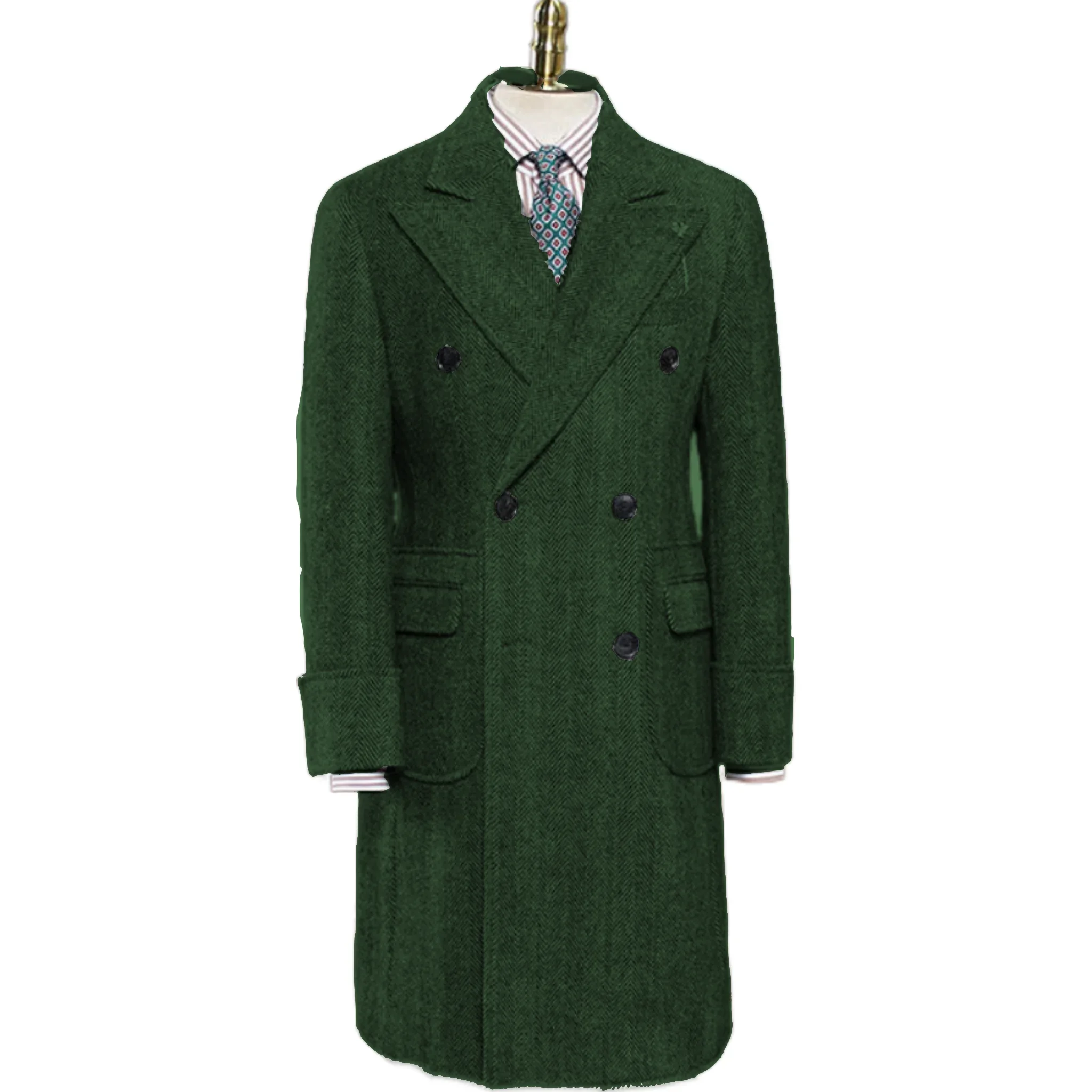 

Классическая длинная ветровка, однотонная мужская куртка с шерстяными пуговицами, приталенная повседневная водолазка для повседневной носки