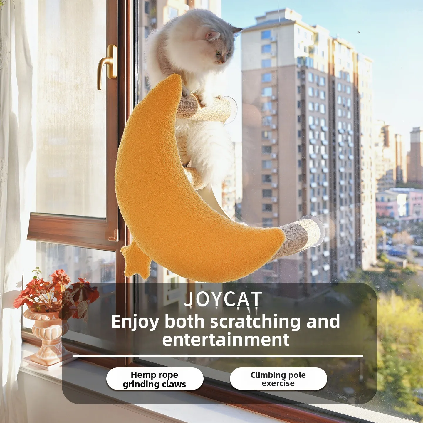 Cloud Cat Window Perch, No-Drill Suction Cup Cat Hammock, Window Mounted Cat Bed for Sunbathing