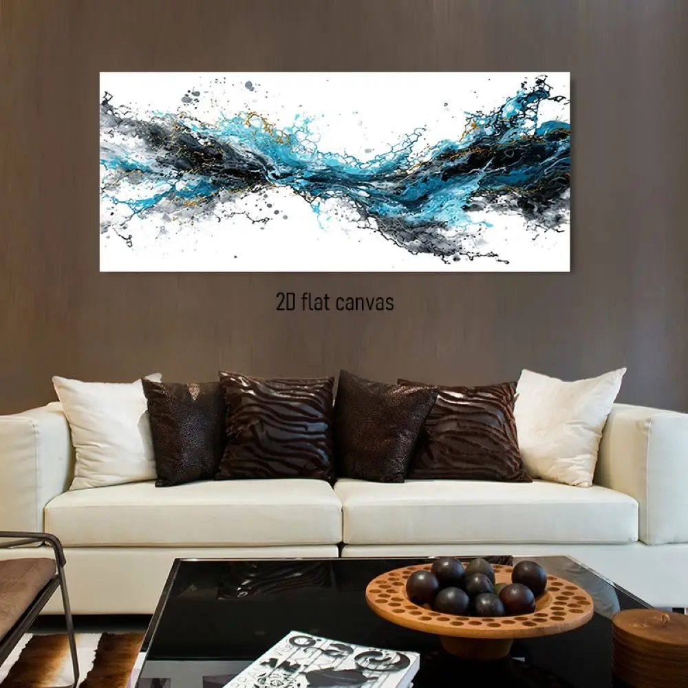 1pcs Modern Abstract Ink Splashing Decoration Painting Blue Gold Foil Art Canvas Painting Living Room Entrance Corridor Wall Dec