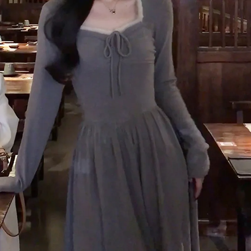 Vestidos femininos vestido de mangas compridas verão linho ditsy floral plissado bainha smocking leve doce resort férias respirável ol