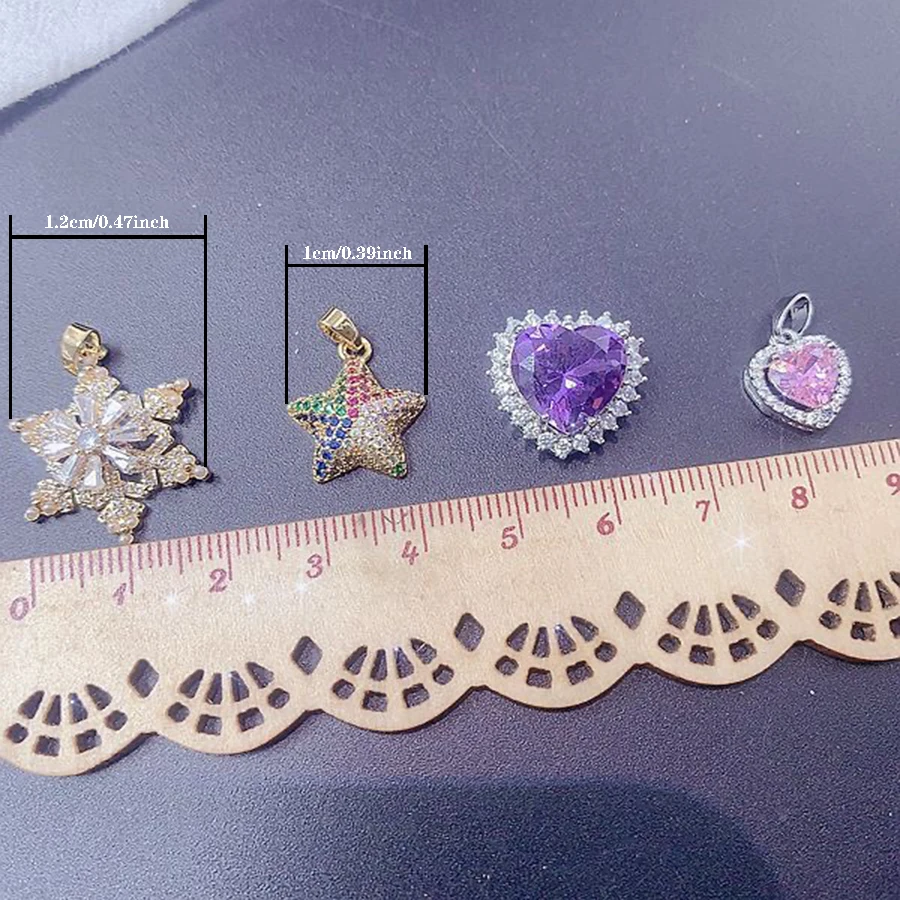 10 Pcs Micro Inlaid Zircon Copper Material Women\'s Pendant Elegant Mixed Styles Multi Piece Set DIY Jewelry Accessories Gifts