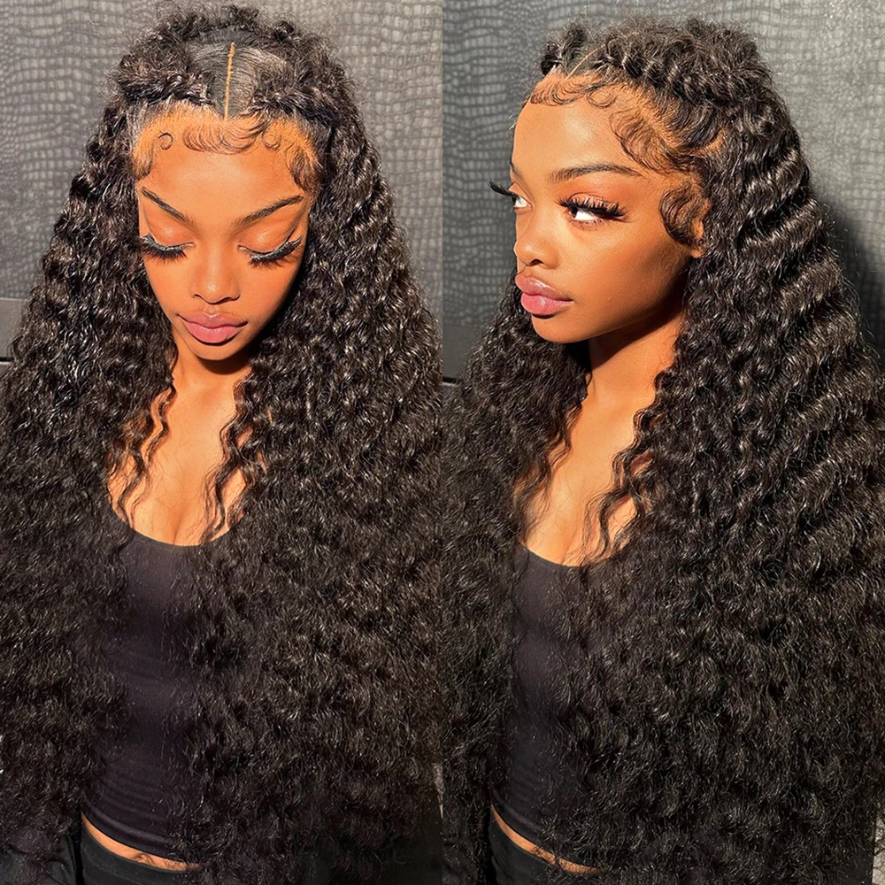 13x4 Deep Wave Transparent Lace Front Human Hair Wigs For Women 36 Inch 4X4 Lace Closure Wig Wet And Wavy Remy Water Curly Wig