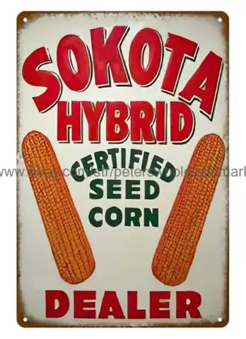 Sokota 하이브리드 South Dakota 옥수수 씨 금속 주석 사인, 실내 야외 재생