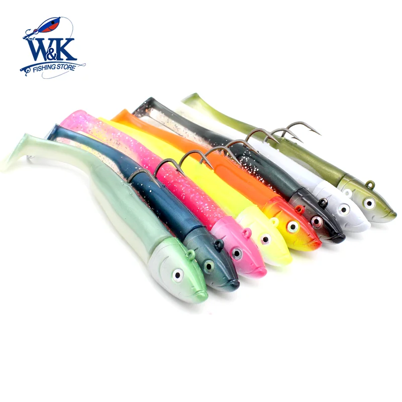 Kit de señuelo de pesca de lubina, 6cm, 7,5 cm, 9cm, 11,5 cm, 14,5 cm, cola de paleta suave con tipos de cabeza de plantilla, cebo blando para