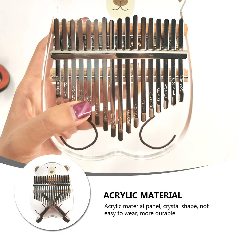 

1Pcs Crystal Acrylic Thumb Piano 17 Keys Portable Cartoon Bear Finger Kalimba Musical Instrument for Beginners