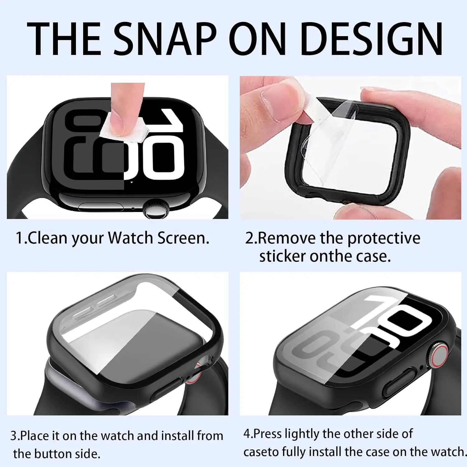 Cadre de protection rigide pour Apple Watch, pare-chocs en PC, iWatch SE, 9, 8, 7, 6, 5, 4, 3, 2, 1, 45mm, 41mm, 38mm, 42mm, 40mm, 44mm, 256