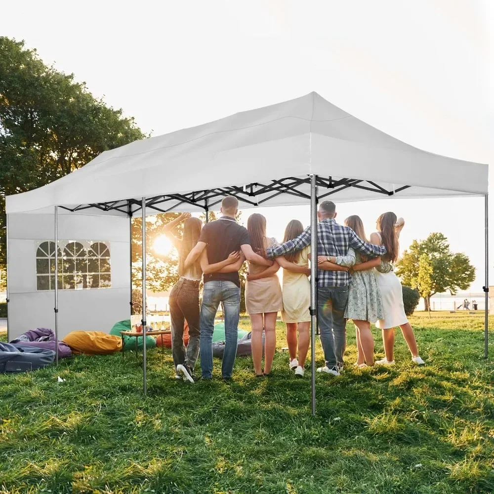 Outdoors Tents,10x30 Popup Heavy Duty Canopy with 8 Sidewalls, Waterproof Commercial Pop UpParty Tent Canopy,Outdoor Garden Tent