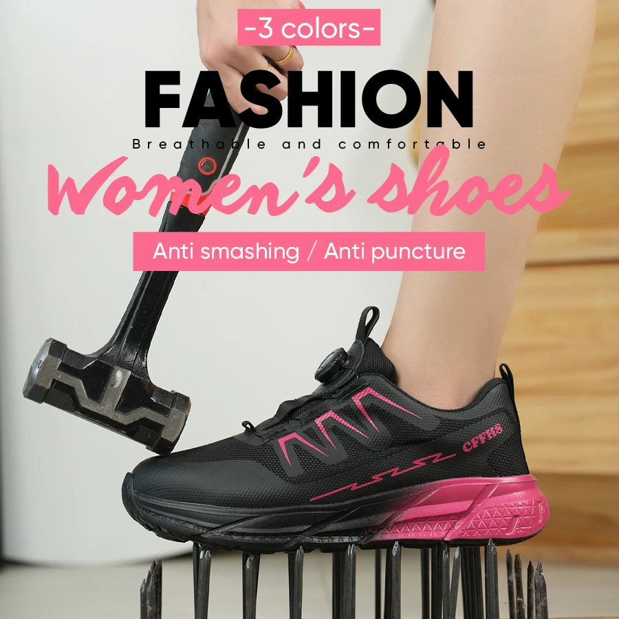 

Fashion New Breathable Women Work Sneakers Security Boots Lightweight With Steel Toe Safety Shoes Puncture-proof Women Boots