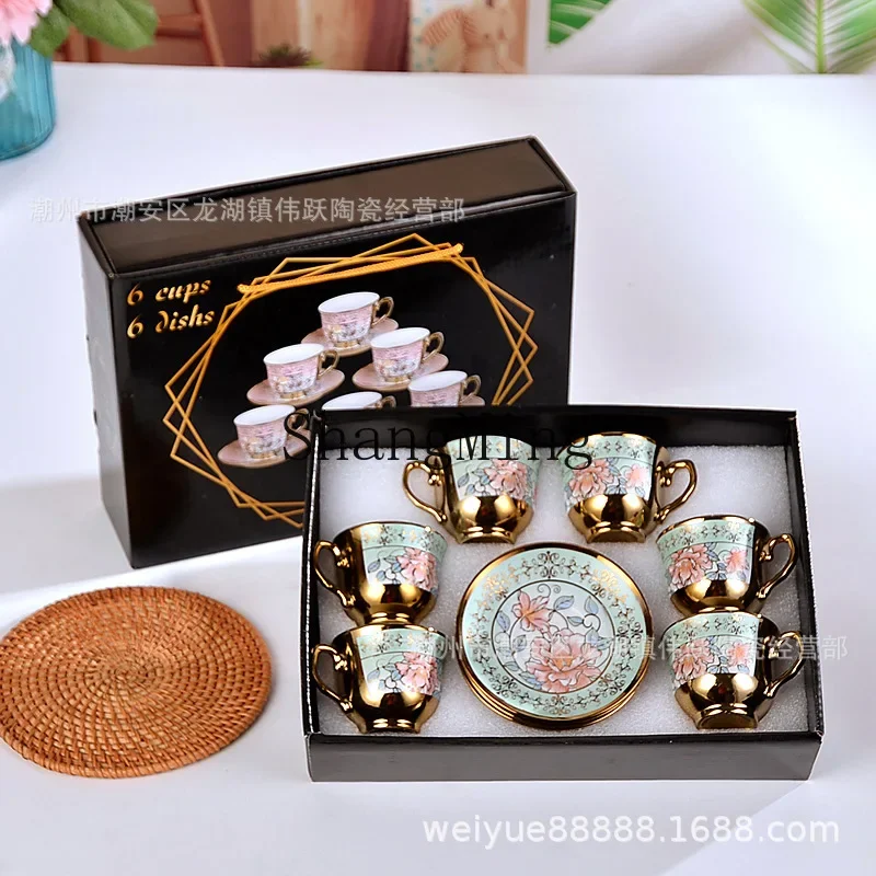 CLL ceramic cup electroplated coffee cup and saucer set mug creative gift set