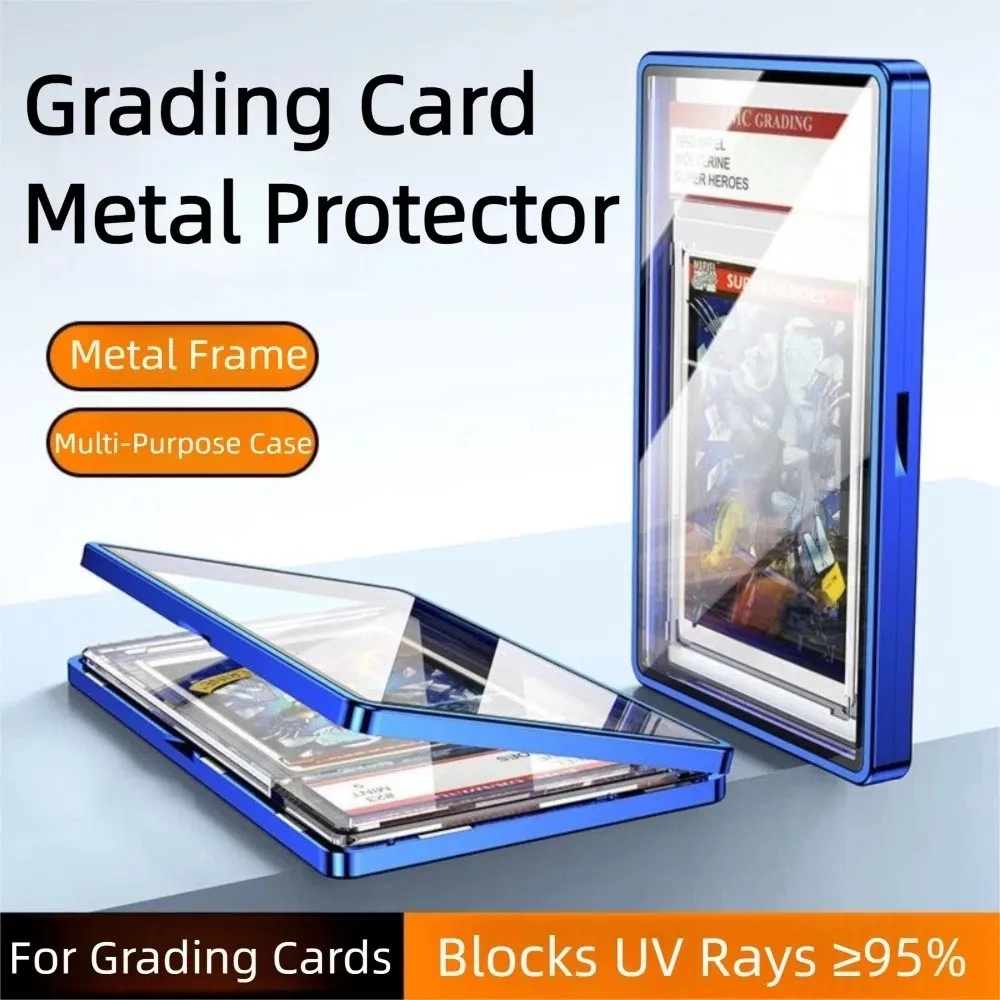 UV-Resistant Magnetic Metal Slab Case for 35pt PSA, BGS, CGC Graded Cards. High Alumina Glass, Multi-Point Magnetic Lock