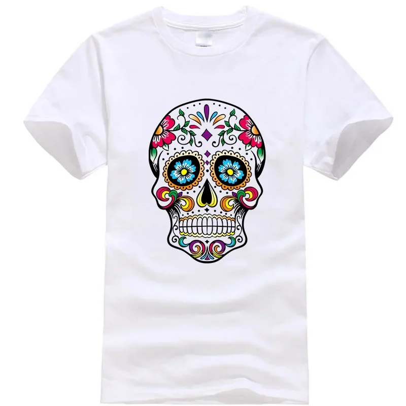 Men's T-shirt High Quality Cotton Blend Street Style Loose Cool Skull Printed Summer Men T Shirt Casual Short Sleeve for Men