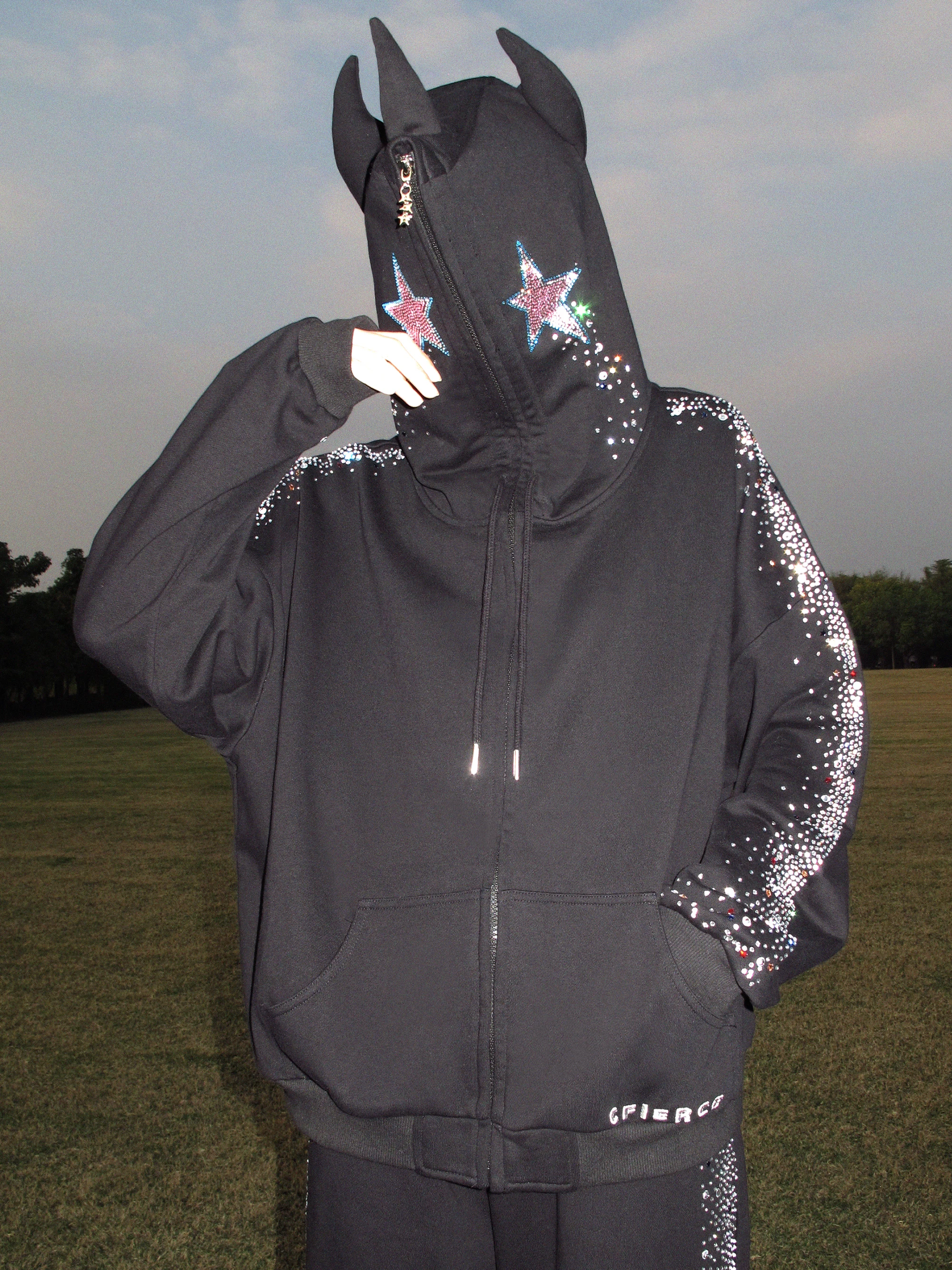 

CFIERCE 26 Year Series Crng orn Glitter Sweatirt Loose Fit ex Long Sve Hoodie Cotton Winter Collection