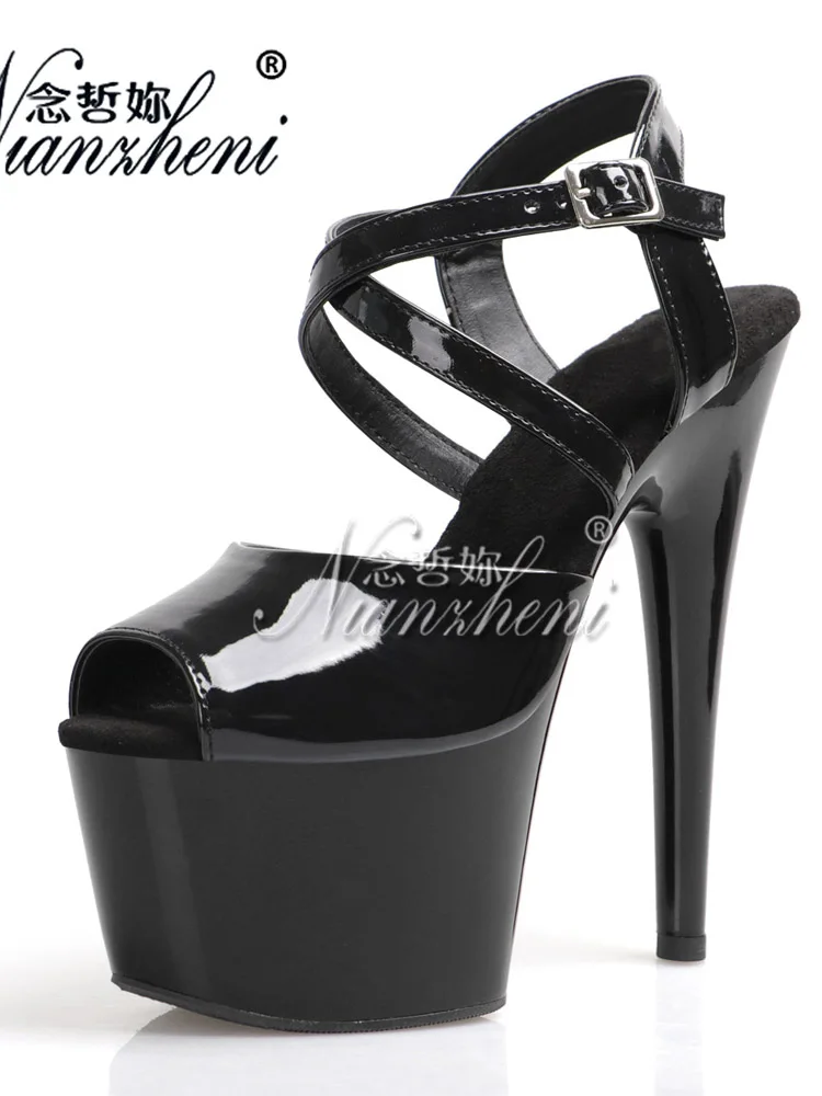 Women's 15cm Platform Pole Dance Shoes Sexy Gladiator Stripper Gothic Western Dance Footwear Exotic Nightclub Dancer Footwear 7i