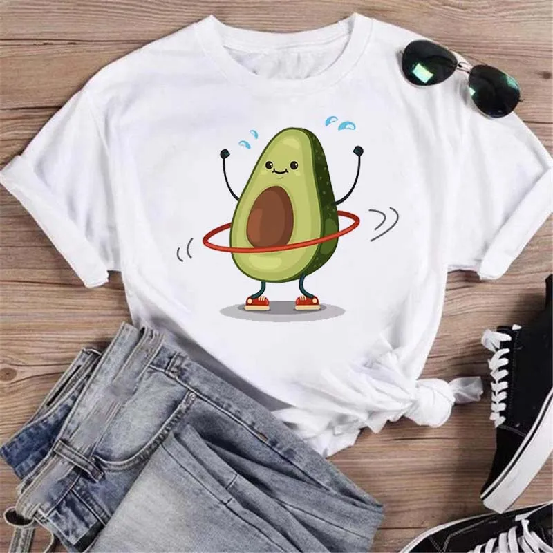 Women  New Avocado T-shirt Women Casual Short Sleeve Cartoon Graphic Tshirts Funnt Female Tops Tees Summer Women T-shirts Shirt