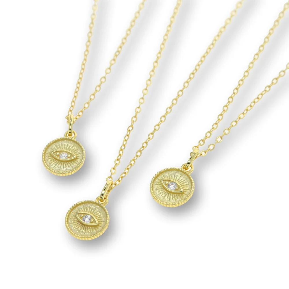 

НОВЫЙ модный позолоченный кулон с круглым глазом и белым циркониевым колье-колье для помолвки, свадебные украшения