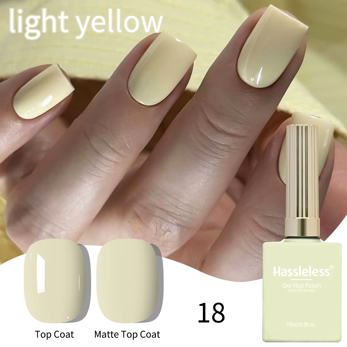Hassleless 1pcs 15ml Solid Color Gel Nail Polish - Removable Nail Polish, Versatile Everyday Style, DIY Gel Nail Polish, Suitabl