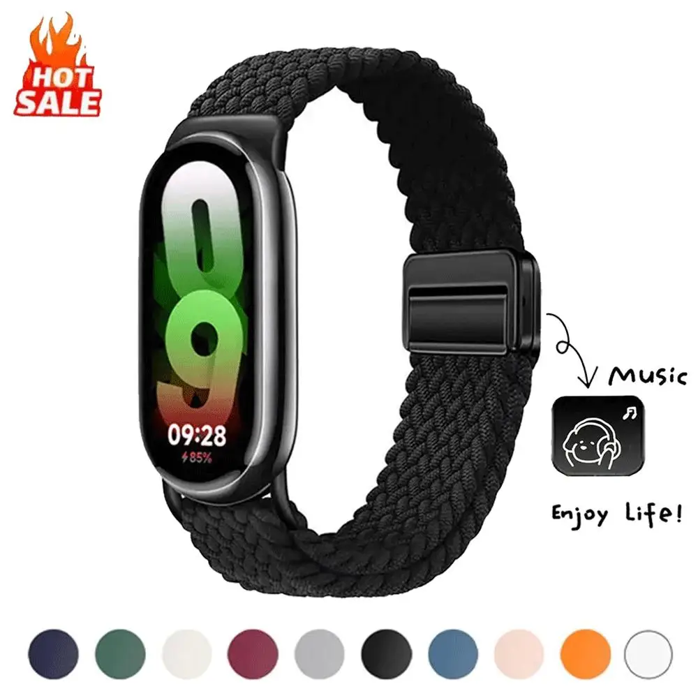 Verstellbares Nylonarmband für Xiaomi Mi Band 10/9/8, Magnetverschluss-Armband, Zubehör für Xiaomi Mi Band 10 9 8, Smartwatch-Gürtel