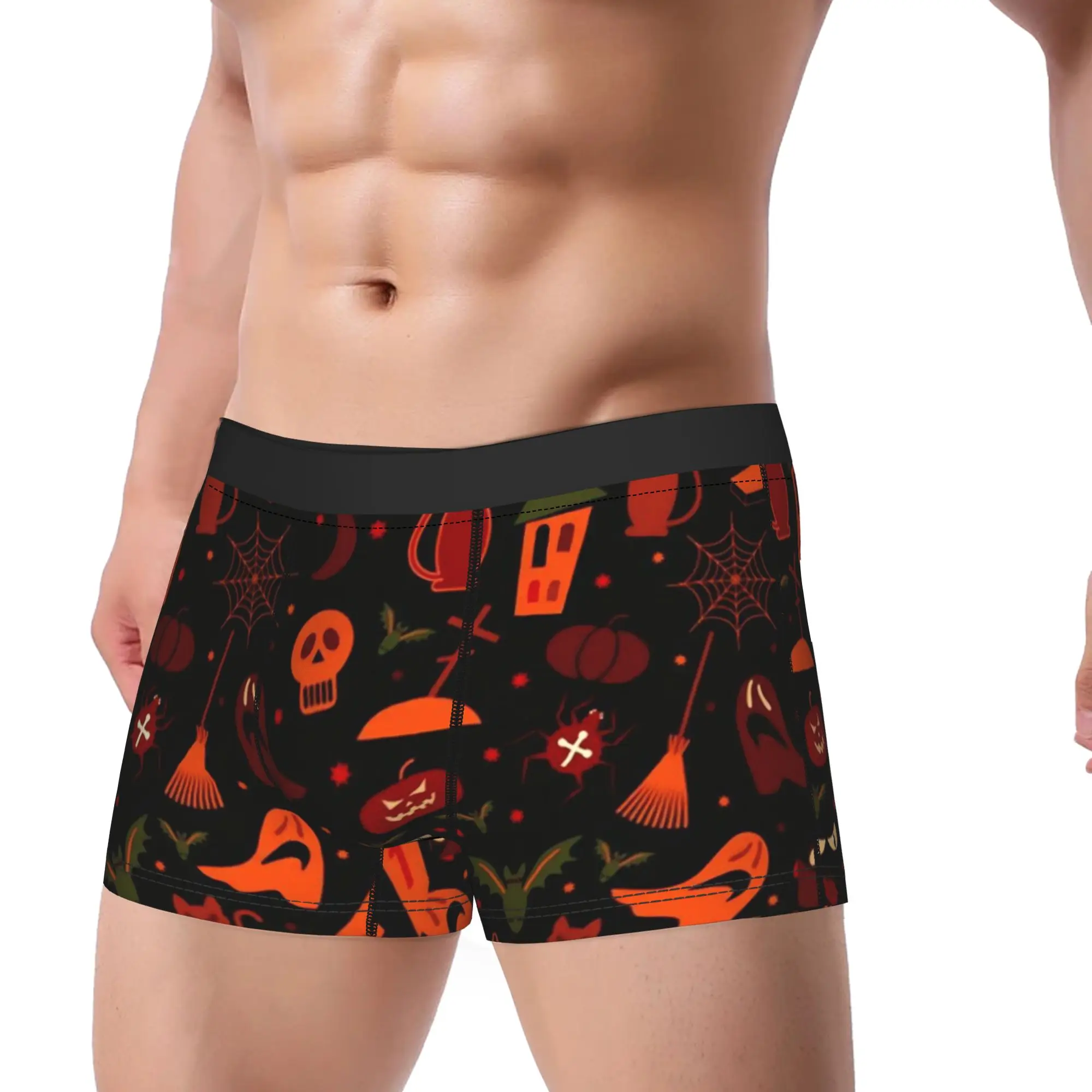 Man Halloween Ghost Pumpkin Spooky Trick Or Treat Witch Boxers HumorousGift Underwear  Boxer Briefs