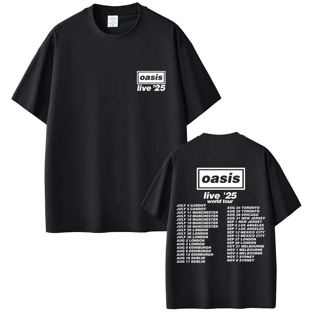 

Rock Band O-Oasis Live 25 Tour T Shirt Men Women Gothic Vintage Oversized Tshirt Men's High Quality Cotton Short Sleeve T-shirts